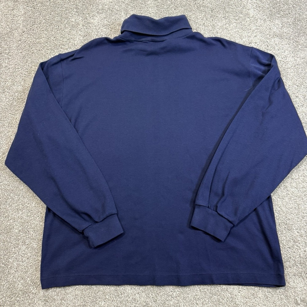 VTG Eddie Bauer Mens XL Turtleneck Shirt Made in USA Cotton Single Stitch Navy - Picture 3 of 6